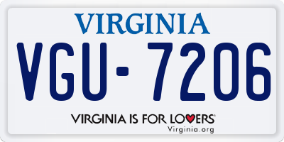 VA license plate VGU7206