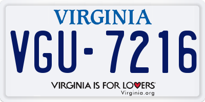 VA license plate VGU7216