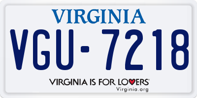 VA license plate VGU7218