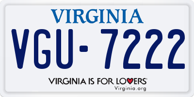 VA license plate VGU7222