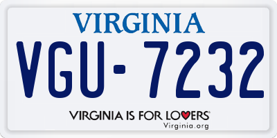 VA license plate VGU7232