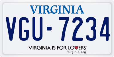 VA license plate VGU7234