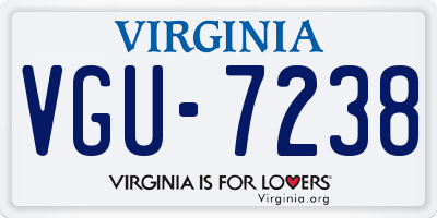 VA license plate VGU7238