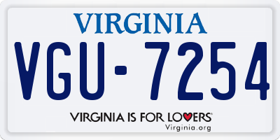 VA license plate VGU7254