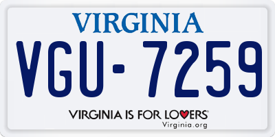 VA license plate VGU7259