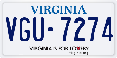 VA license plate VGU7274