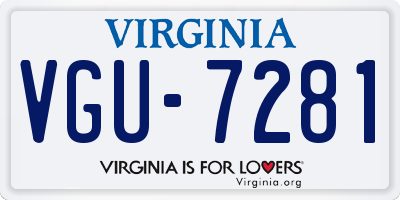 VA license plate VGU7281
