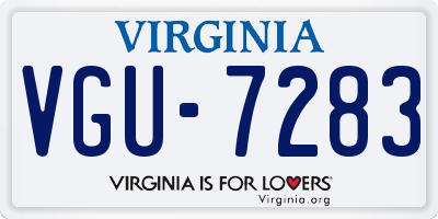 VA license plate VGU7283