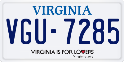 VA license plate VGU7285