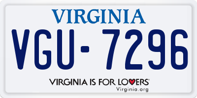 VA license plate VGU7296