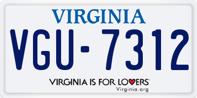 VA license plate VGU7312