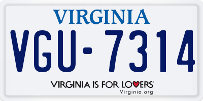 VA license plate VGU7314