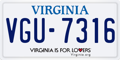 VA license plate VGU7316
