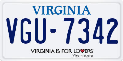 VA license plate VGU7342