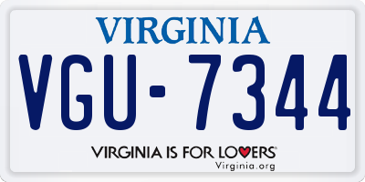 VA license plate VGU7344