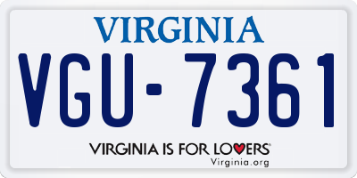 VA license plate VGU7361
