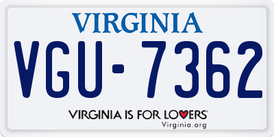 VA license plate VGU7362