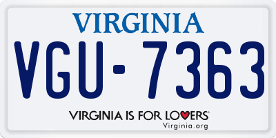VA license plate VGU7363