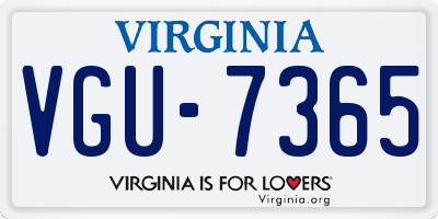 VA license plate VGU7365