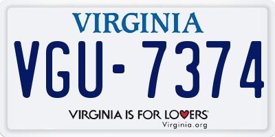 VA license plate VGU7374
