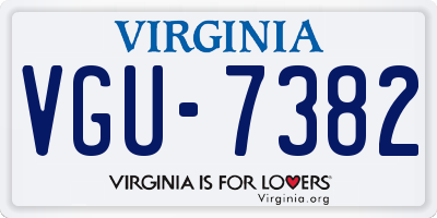 VA license plate VGU7382