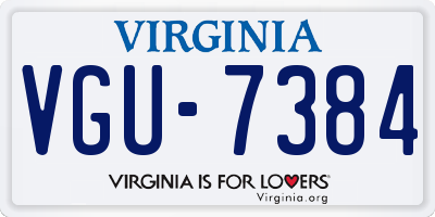 VA license plate VGU7384
