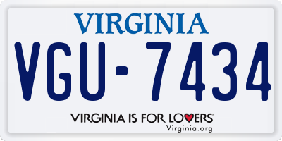 VA license plate VGU7434