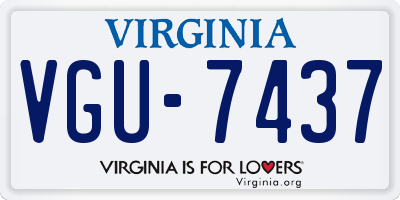 VA license plate VGU7437