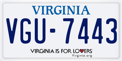 VA license plate VGU7443