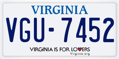 VA license plate VGU7452