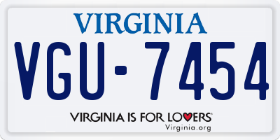 VA license plate VGU7454