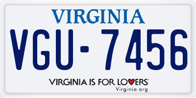 VA license plate VGU7456