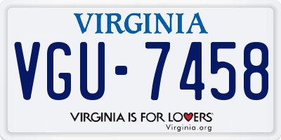 VA license plate VGU7458