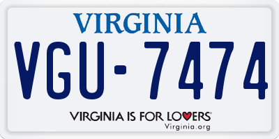 VA license plate VGU7474