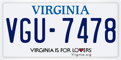VA license plate VGU7478