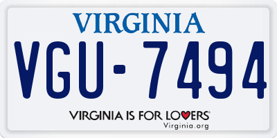 VA license plate VGU7494