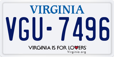VA license plate VGU7496