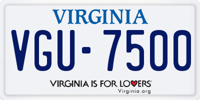 VA license plate VGU7500