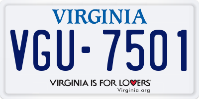 VA license plate VGU7501