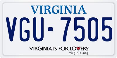 VA license plate VGU7505
