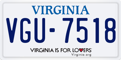 VA license plate VGU7518