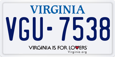 VA license plate VGU7538