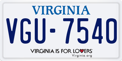 VA license plate VGU7540