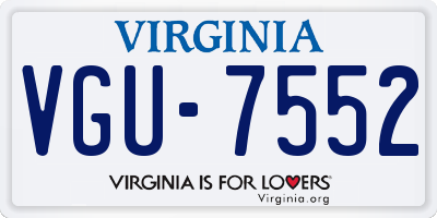 VA license plate VGU7552