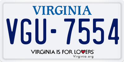 VA license plate VGU7554