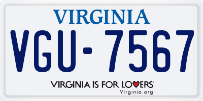 VA license plate VGU7567