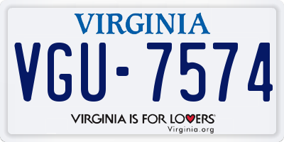 VA license plate VGU7574