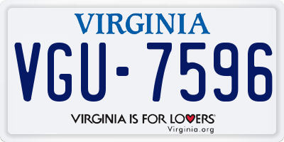 VA license plate VGU7596