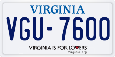 VA license plate VGU7600