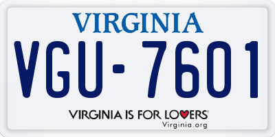 VA license plate VGU7601